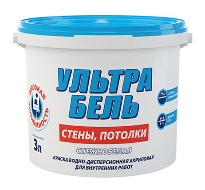 Краска водно-дисперсионная для внутренних работ Sniezka Ультра Бель 3л купить в Руденске
